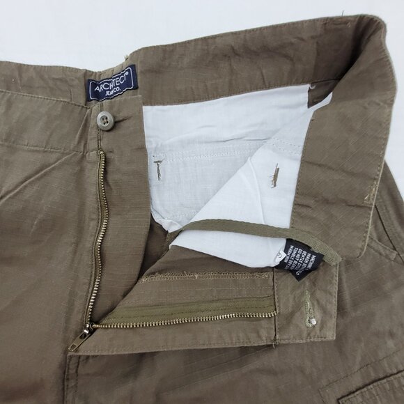 NEW Architect Shorts Mens 38 Brown Cargo Pockets Long 100% Cotton Ripstop NWT - Picture 11 of 13